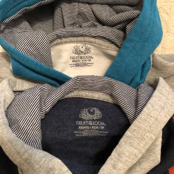 Fruit of the Loom Boys Size XS 4/5 Hooded Sweatshirts - Picture 3 of 5